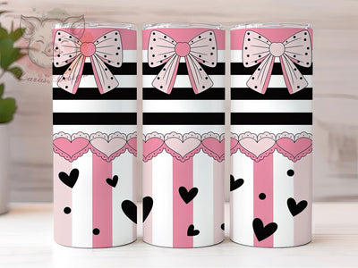 Pink Bow Striped Tumbler Wrap, Striped Pattern, Girly Style, Cute Design, Chic Theme, Tumbler Wrap, Sublimation Design Sublimation Lara' s Designs 