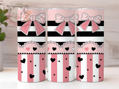 Pink Bow Striped Tumbler Wrap, Striped Pattern, Girly Style, Cute Design, Chic Theme, Tumbler Wrap, Sublimation Design Sublimation Lara' s Designs 