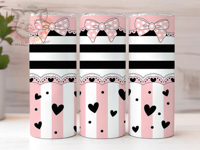 Pink Bow Striped Tumbler Wrap, Striped Pattern, Girly Style, Cute Design, Chic Theme, Tumbler Wrap, Sublimation Design Sublimation Lara' s Designs 