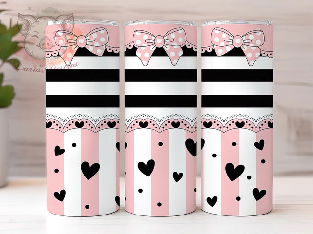 Pink Bow Striped Tumbler Wrap, Striped Pattern, Girly Style, Cute Design, Chic Theme, Tumbler Wrap, Sublimation Design Sublimation Lara' s Designs 