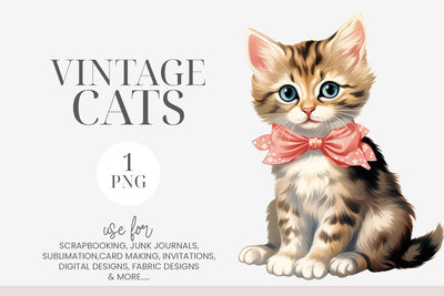 Pink Bow Tabby Cat Clipart PNG SVG BijouBay 