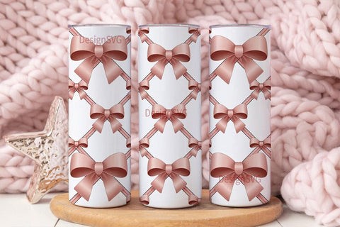 Pink Bow Tumbler Wrap PNG Sublimation DesignSVG 