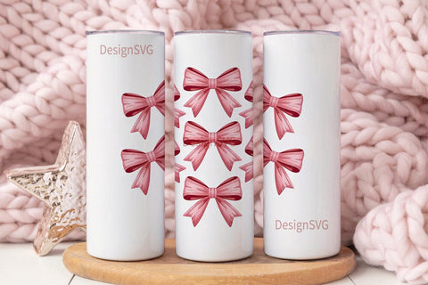 Pink Bow Tumbler Wrap PNG Sublimation DesignSVG 