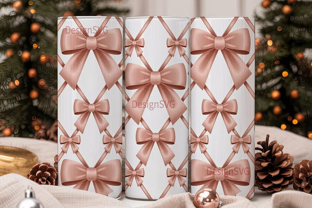 Pink Bow Tumbler Wrap PNG Sublimation DesignSVG 