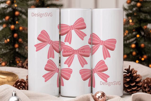 Pink Bow Tumbler Wrap PNG Sublimation DesignSVG 