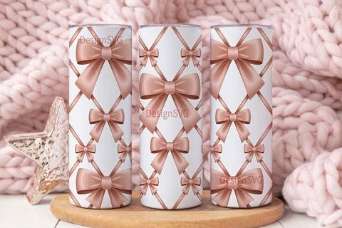 Pink Bow Tumbler Wrap PNG Sublimation DesignSVG 