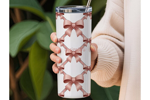 Pink Bow Tumbler Wrap PNG Sublimation DesignSVG 