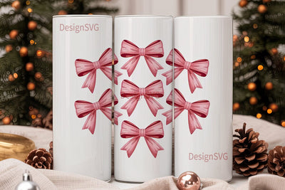Pink Bow Tumbler Wrap PNG Sublimation DesignSVG 