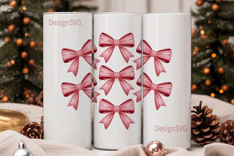 Pink Bow Tumbler Wrap PNG Sublimation DesignSVG 