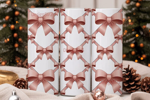 Pink Bow Tumbler Wrap PNG Sublimation DesignSVG 