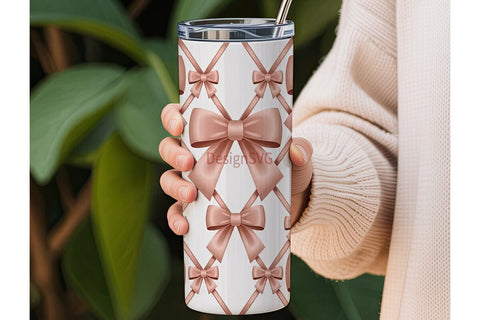 Pink Bow Tumbler Wrap PNG Sublimation DesignSVG 