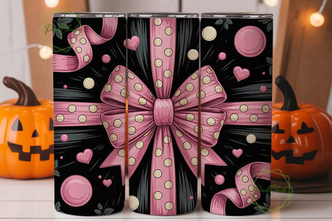 Pink Bow Tumbler Wrap PNG Sublimation PixelChick 