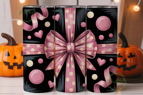 Pink Bow Tumbler Wrap PNG Sublimation PixelChick 