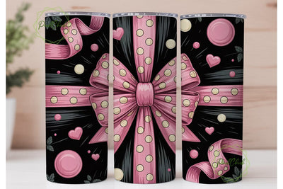 Pink Bow Tumbler Wrap PNG Sublimation PixelChick 
