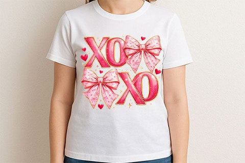 Pink Bow XOXO Valentine PNG Design SVG BillahCrafts 