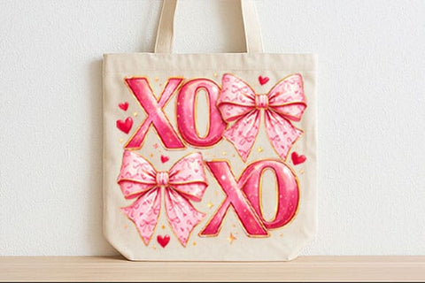 Pink Bow XOXO Valentine PNG Design SVG BillahCrafts 
