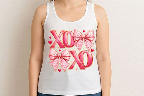 Pink Bow XOXO Valentine PNG Design SVG BillahCrafts 