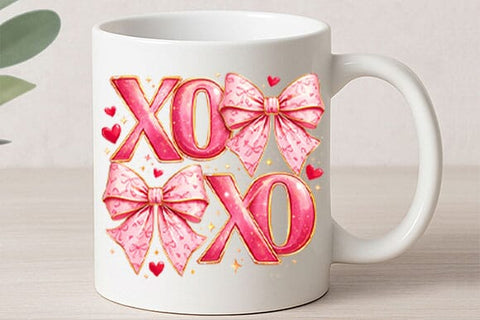 Pink Bow XOXO Valentine PNG Design SVG BillahCrafts 