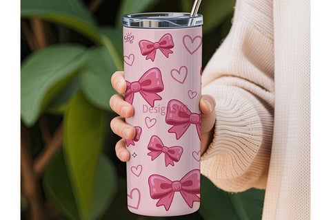 Pink Bows 20oz Tumbler Design Sublimation DesignSVG 