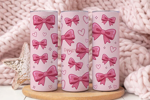 Pink Bows 20oz Tumbler Design Sublimation DesignSVG 