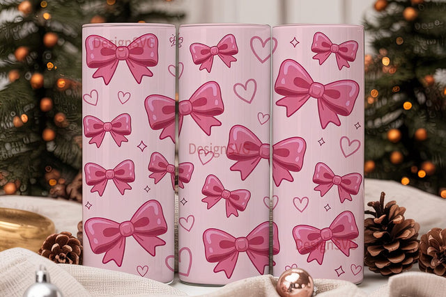 Pink Bows 20oz Tumbler Design Sublimation DesignSVG 