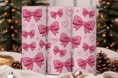 Pink Bows 20oz Tumbler Design Sublimation DesignSVG 