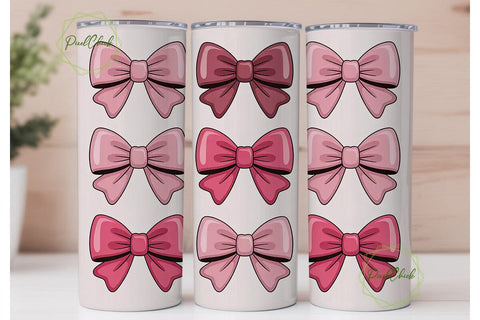 Pink Bows 20oz Tumbler Wrap Sublimation PixelChick 