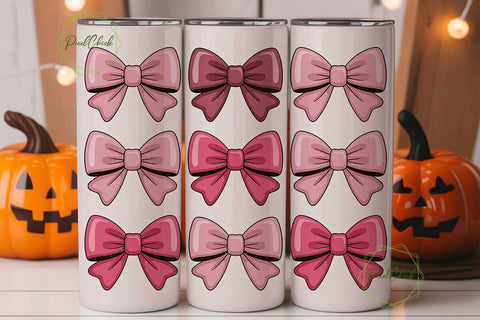 Pink Bows 20oz Tumbler Wrap Sublimation PixelChick 