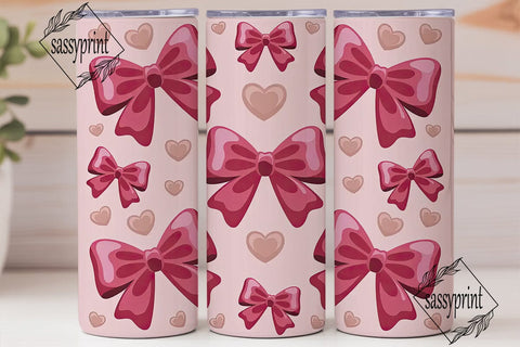 Pink Bows & Hearts Tumbler Wrap Sublimation sassyprint 