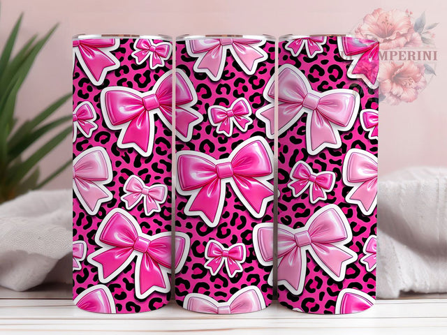 Pink Bows Leopard 20oz Tumbler, Pink Bows Leopard, Leopard Bows, Pink Leopard Bows, Pink Bows Tumbler, Bows Tumbler Wrap, Leopard Bow PNG, Pink Leopard PNG Sublimation Li Zamperini 
