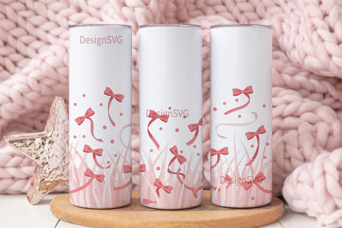 Pink Bows Tumbler Wrap PNG Sublimation DesignSVG 