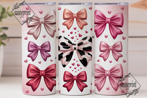 Pink Bows Tumbler Wrap Sublimation sassyprint 