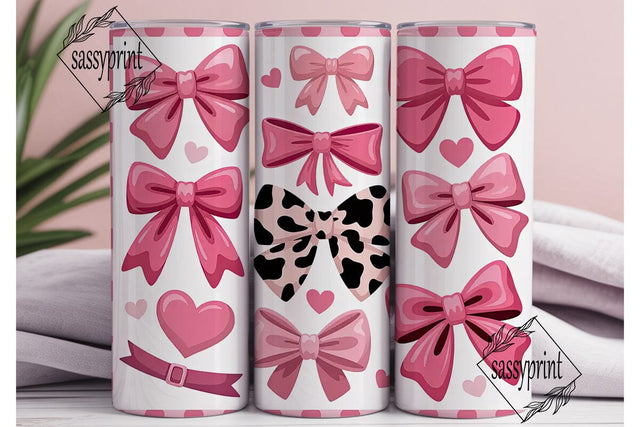 Pink Bows Tumbler Wrap Sublimation sassyprint 