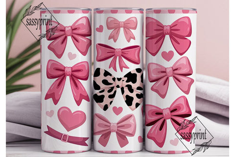 Pink Bows Tumbler Wrap Sublimation sassyprint 