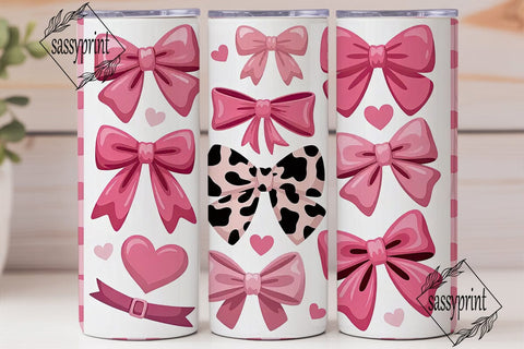 Pink Bows Tumbler Wrap Sublimation sassyprint 