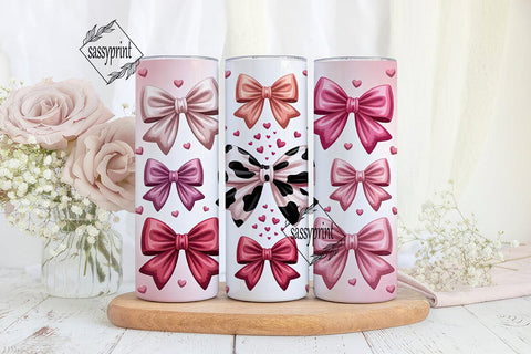 Pink Bows Tumbler Wrap Sublimation sassyprint 