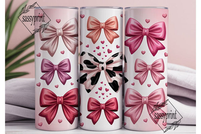 Pink Bows Tumbler Wrap Sublimation sassyprint 