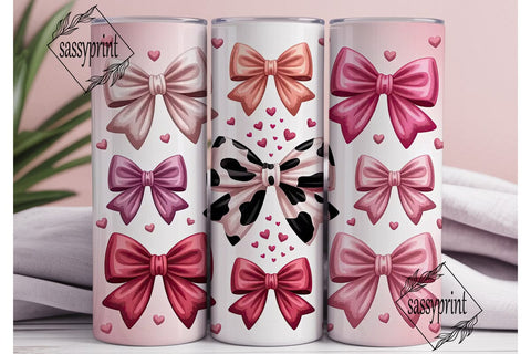 Pink Bows Tumbler Wrap Sublimation sassyprint 