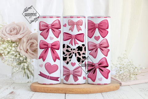 Pink Bows Tumbler Wrap Sublimation sassyprint 
