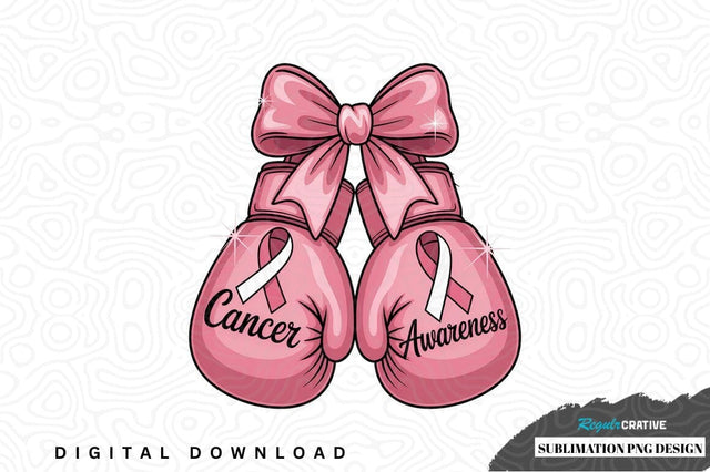 Pink boxing gloves cancer awareness sublimation design Sublimation Regulrcrative 