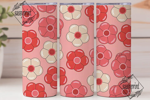 Pink Bubbly Flowers 20oz Tumbler Wrap Sublimation sassyprint 