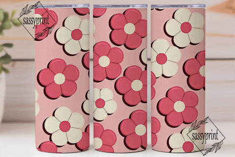 Pink Bubbly Flowers 20oz Tumbler Wrap Sublimation sassyprint 