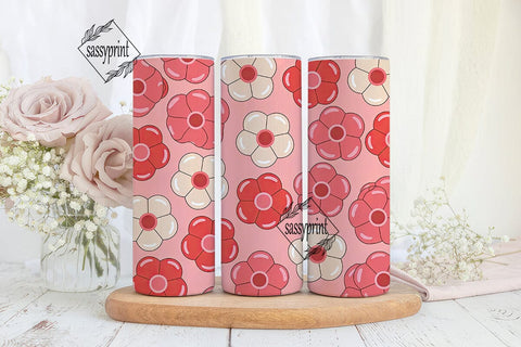 Pink Bubbly Flowers 20oz Tumbler Wrap Sublimation sassyprint 