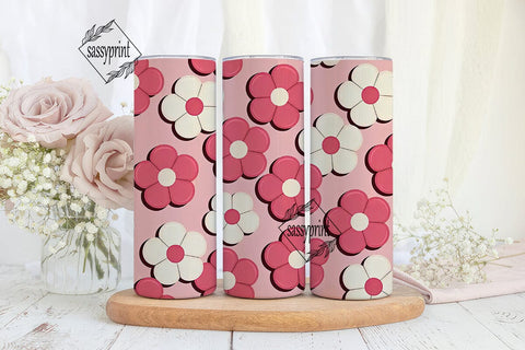 Pink Bubbly Flowers 20oz Tumbler Wrap Sublimation sassyprint 