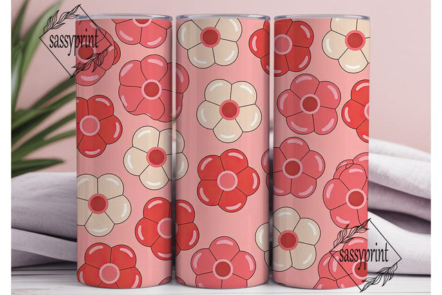 Pink Bubbly Flowers 20oz Tumbler Wrap Sublimation sassyprint 