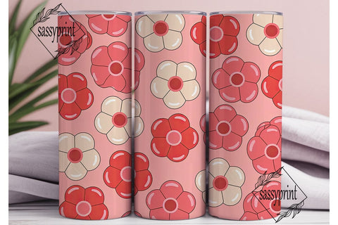 Pink Bubbly Flowers 20oz Tumbler Wrap Sublimation sassyprint 