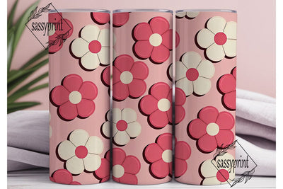 Pink Bubbly Flowers 20oz Tumbler Wrap Sublimation sassyprint 