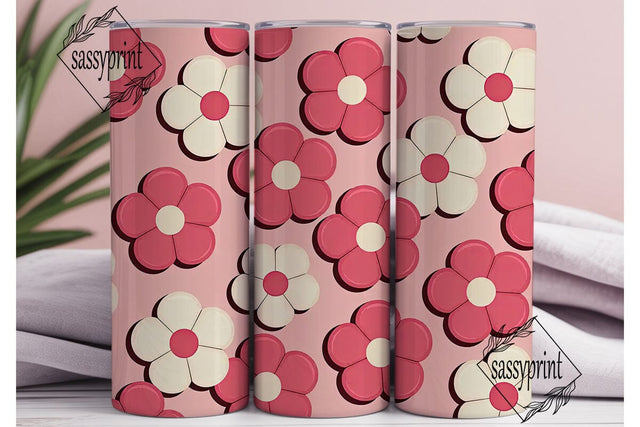 Pink Bubbly Flowers 20oz Tumbler Wrap Sublimation sassyprint 