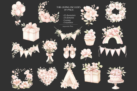 Pink Bunny Clipart | Ballerina Rabbit PNG for Baby Shower SVG GlamArtZhanna 