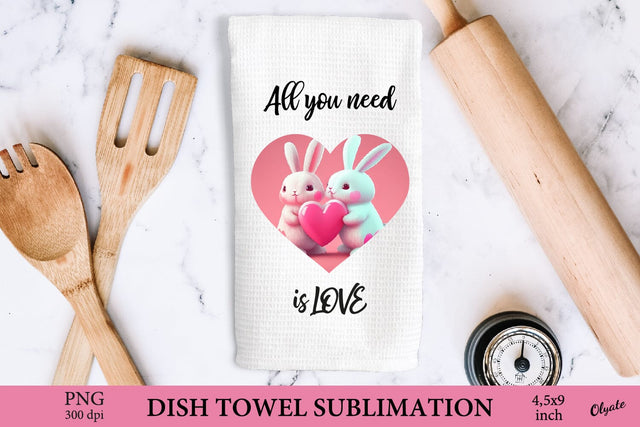 Pink Bunny Dish Towel PNG. Valentine Sublimation PNG Sublimation Olga Terlyanskaya 